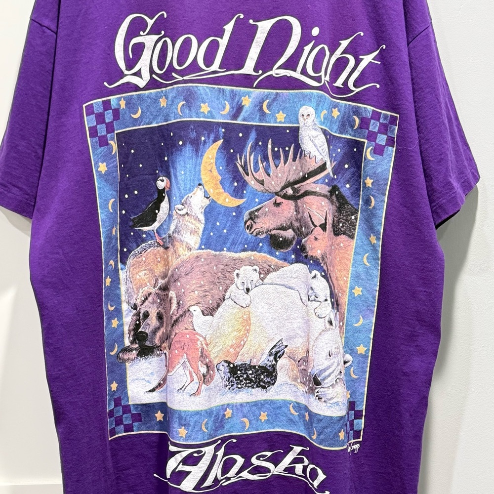 Vintage 90’s GOODNIGHT ALASKA Sleep Souvenir Destination T-shirt - Picture 3 of 5